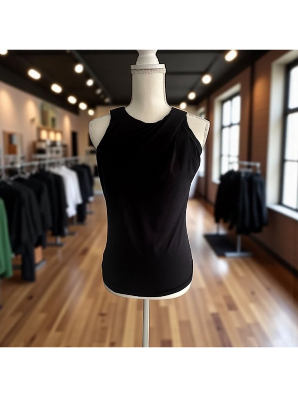 MICHAEL KORS Black Ruched Neckline Tank Top Size XS